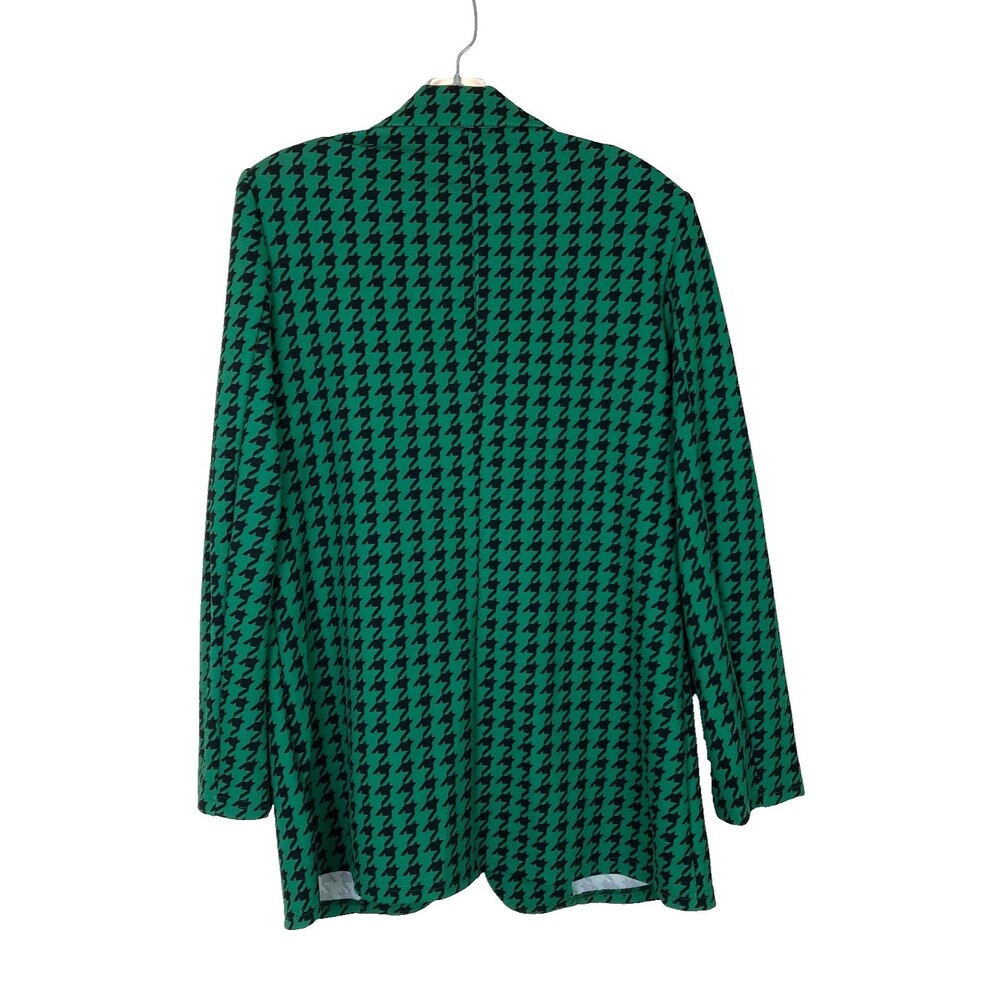 NWT Floerns Women's One Button Blazer Size L Houndstooth Green Black Business - Picture 6 of 9